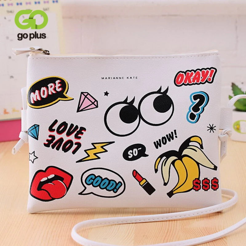 Cartoon Printed PU Leather Handbag for Women
