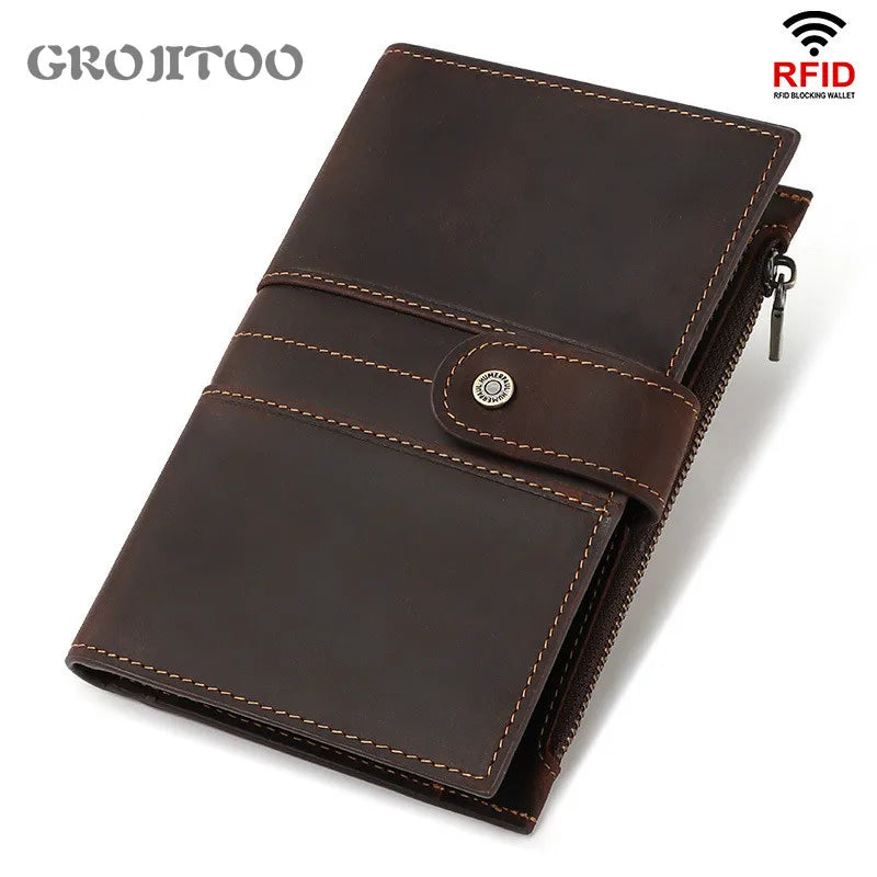 2020 Crazy HorseG Leather Passport Bag Multi-functional Holder