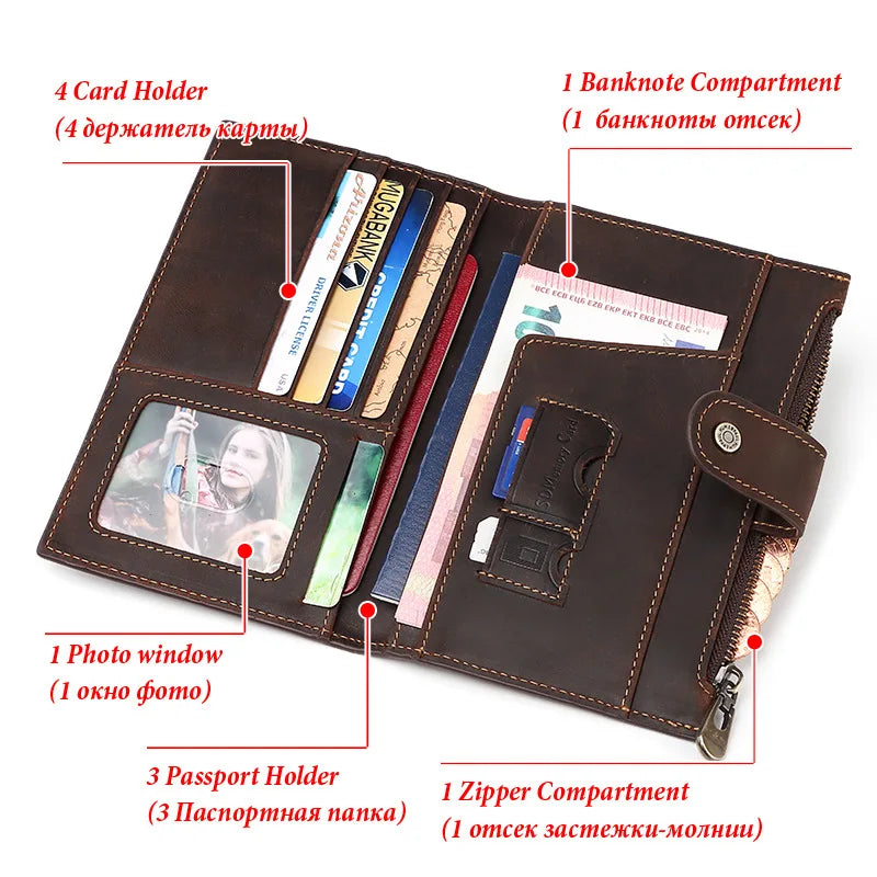 2020 Crazy HorseG Leather Passport Bag Multi-functional Holder