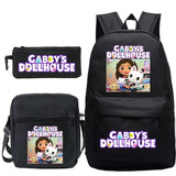 Gabby Dollhouse Knapsack 3pcs/set Bookbag Girls Boys School Backpack