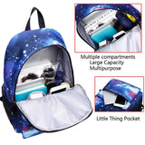 Galaxy Backpack School College Laptop USB Charging Port for Teenagers Boys Girls