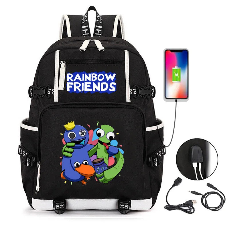 Game Cosplay Rainbow Backpack for Boys Girls Student School