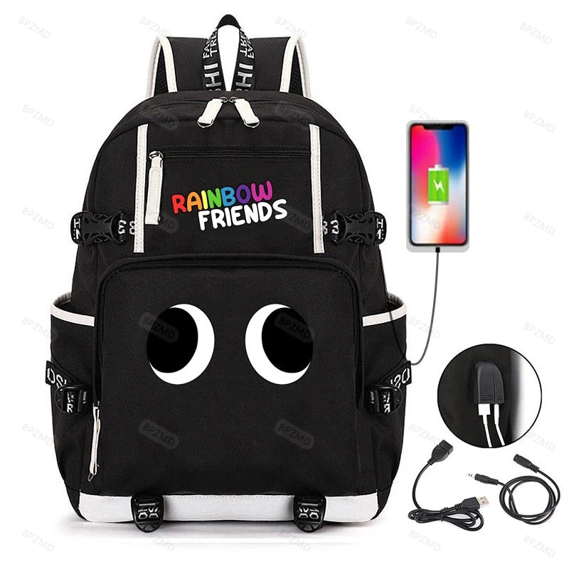 Game Cosplay Rainbow Backpack for Boys Girls Student School