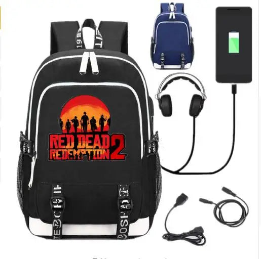 RDR2 USB School Backpack Cosplay Unisex