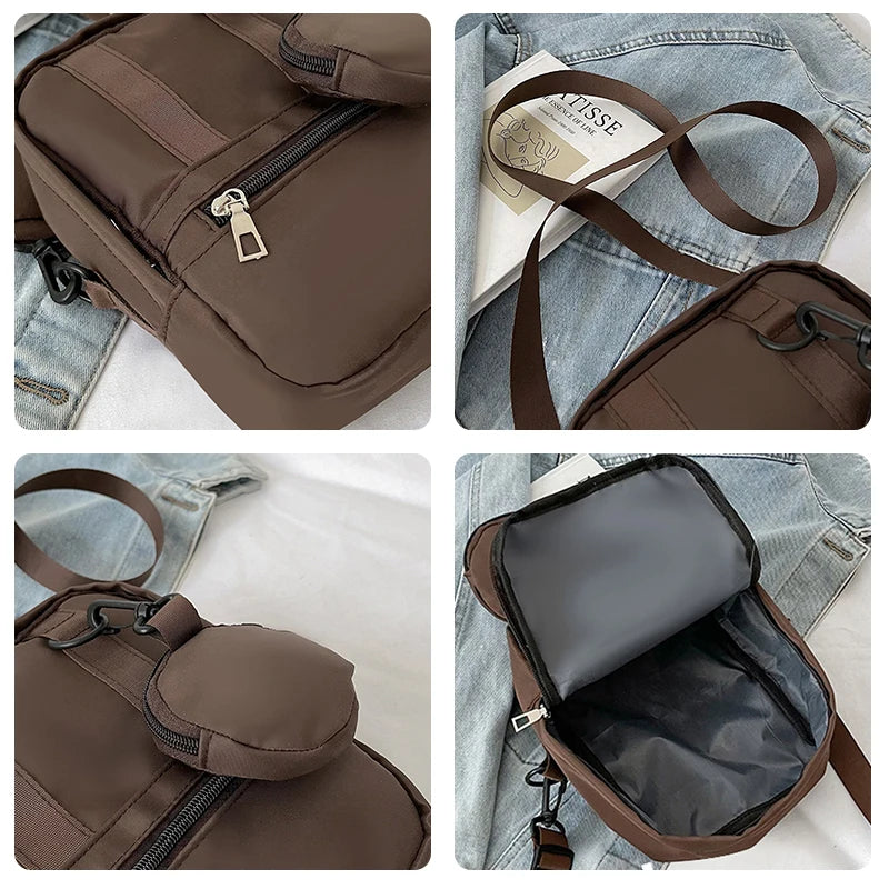 Geestock Nylon Women Shoulder Bag Casual Crossbody Bags With Mini Round Purse