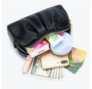 Leather Bag Women Makeup Case Long Wallet Double Zipper Purse