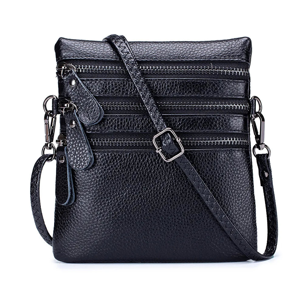 Women's Mini Shoulder Bag Multi-zip Pocket Purse and Handbags