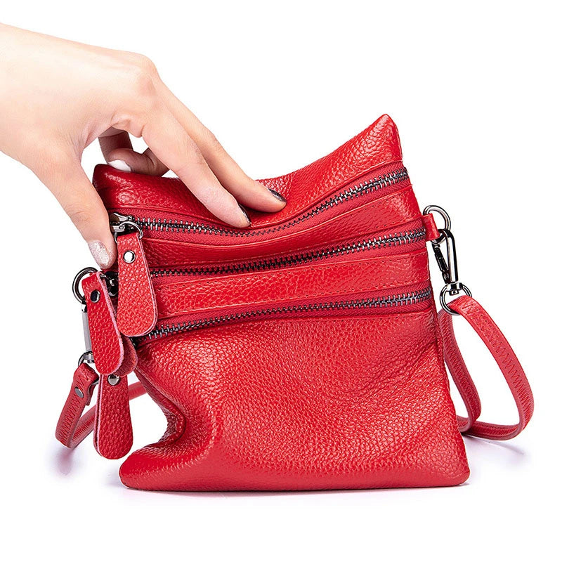Women's Mini Shoulder Bag Multi-zip Pocket Purse and Handbags