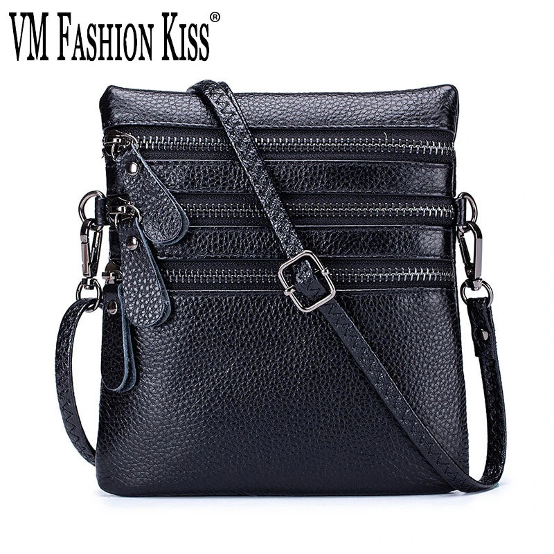 Women's Mini Shoulder Bag Multi-zip Pocket Purse and Handbags