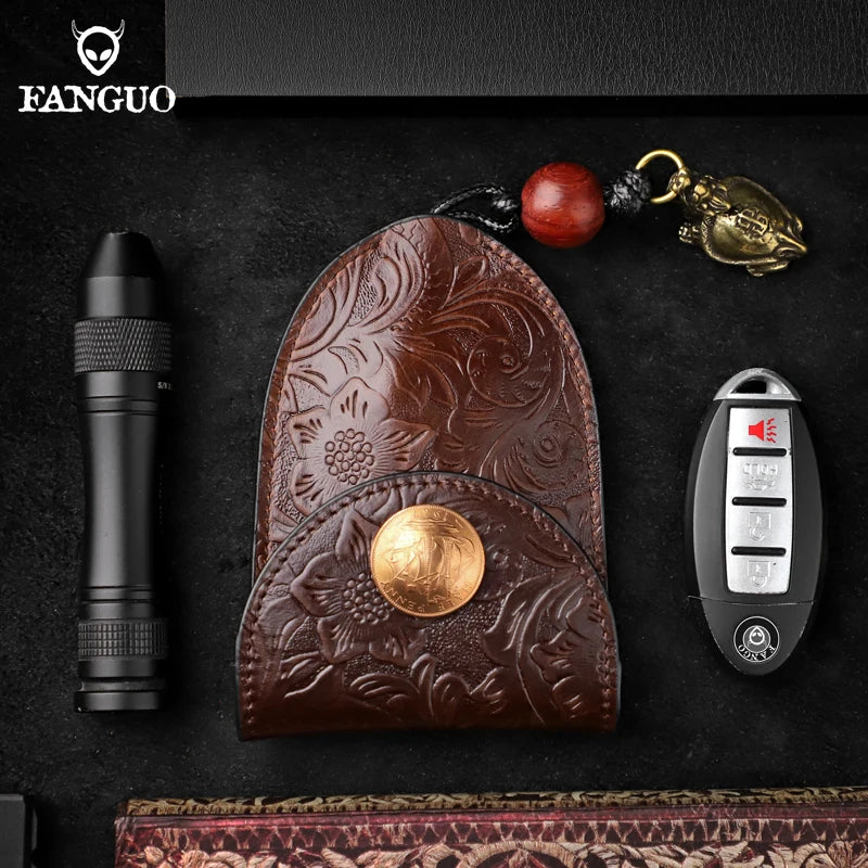 Leather Key Wallet Smart Key Holder Portable Housekeeper Key Pouch