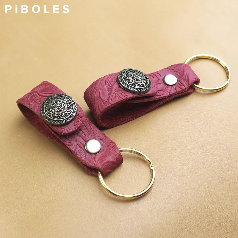 Leather Keychain DIY Pendant Key Ring Cow Leather Key Chain Holder