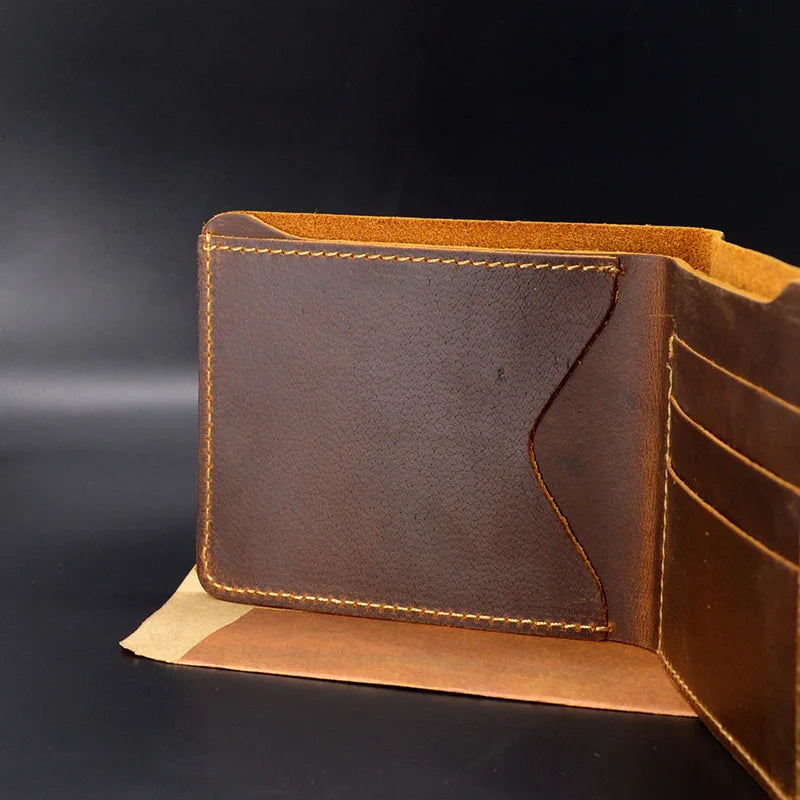 Vintage Men's Leather Wallet Top Crazy Horse Small Purse