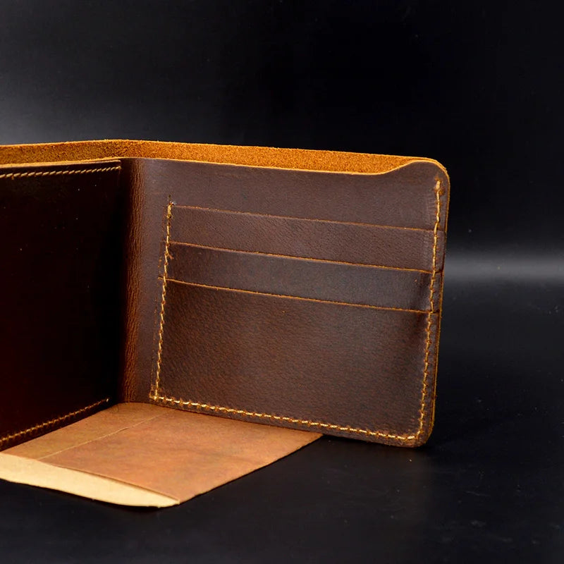 Vintage Men's Leather Wallet Top Crazy Horse Small Purse