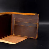 Vintage Men's Leather Wallet Top Crazy Horse Small Purse
