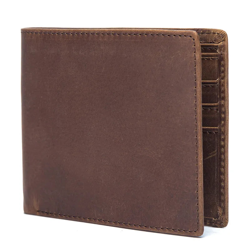 Solid Leather Men's Wallet Large Capacity Short Money Bag