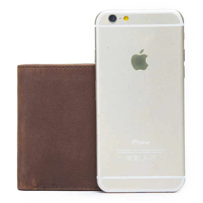 Solid Leather Men's Wallet Large Capacity Short Money Bag