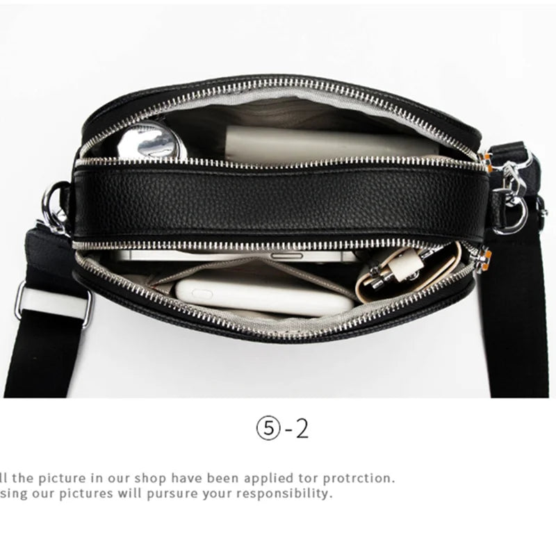 Leather Tote Bag High Cowhide Ladies Handbags Double Zipper Women