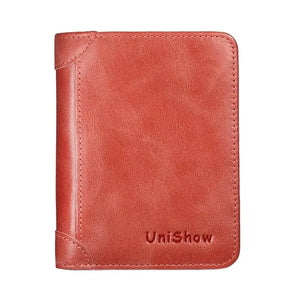 Small Vintage Cowhide Leather Wallet for Women