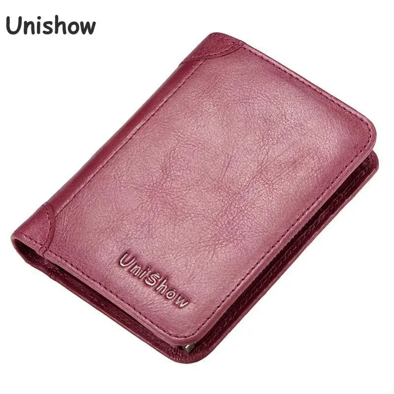 Small Vintage Cowhide Leather Wallet for Women