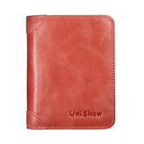 Small Vintage Cowhide Leather Wallet for Women