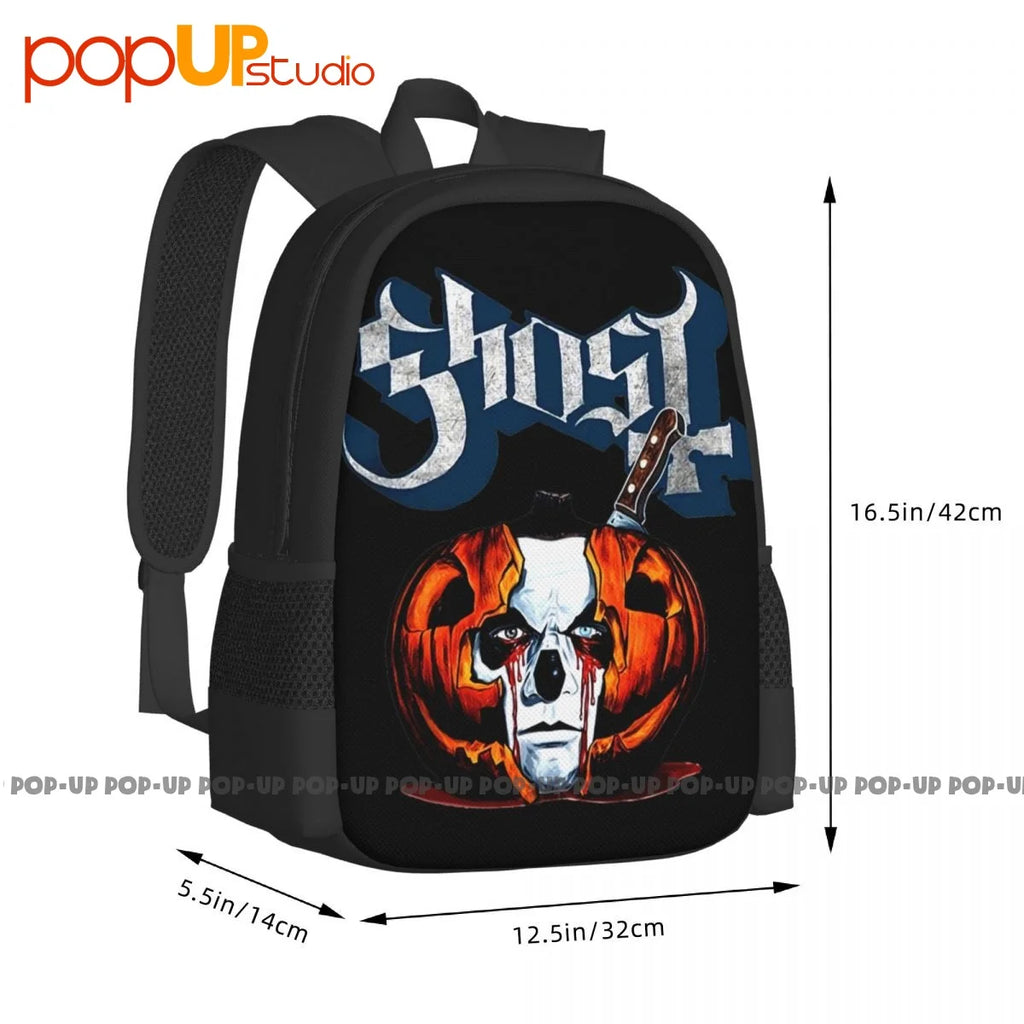 Ghost Bc Pumpkin Surprise Papa Halloween Metal Rock Band Backpack