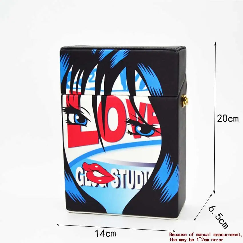 Girl Face Messenger Chain Flap Shoulder Box Bag