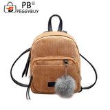 Winter Velvet Mini Backpack with Fur Ball