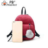 Winter Velvet Mini Backpack with Fur Ball
