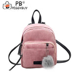 Winter Velvet Mini Backpack with Fur Ball