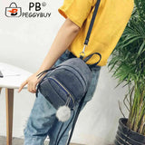 Winter Velvet Mini Backpack with Fur Ball