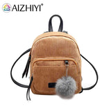 Girl Small Mini Backpack Women Fur Ball Winter Velvet School Opens Shoulder Bag