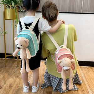 Cartoon Bear Kids School Bags Canvas Backpack