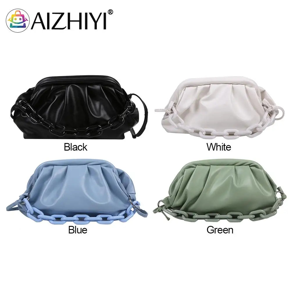 Women's PU Leather Chain Cloud Shoulder Messenger Bag
