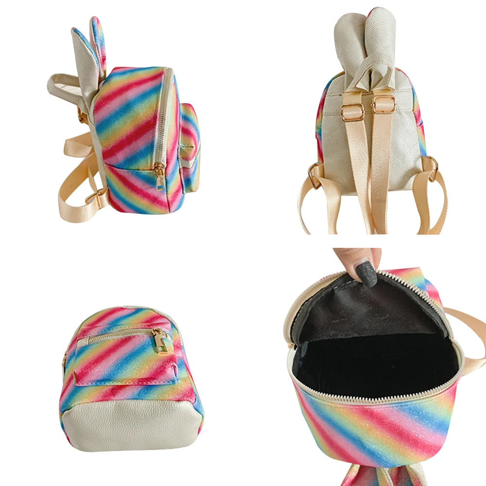 Colorful Rabbit Ear Backpack Small Schoolbag Travel Bag Girls