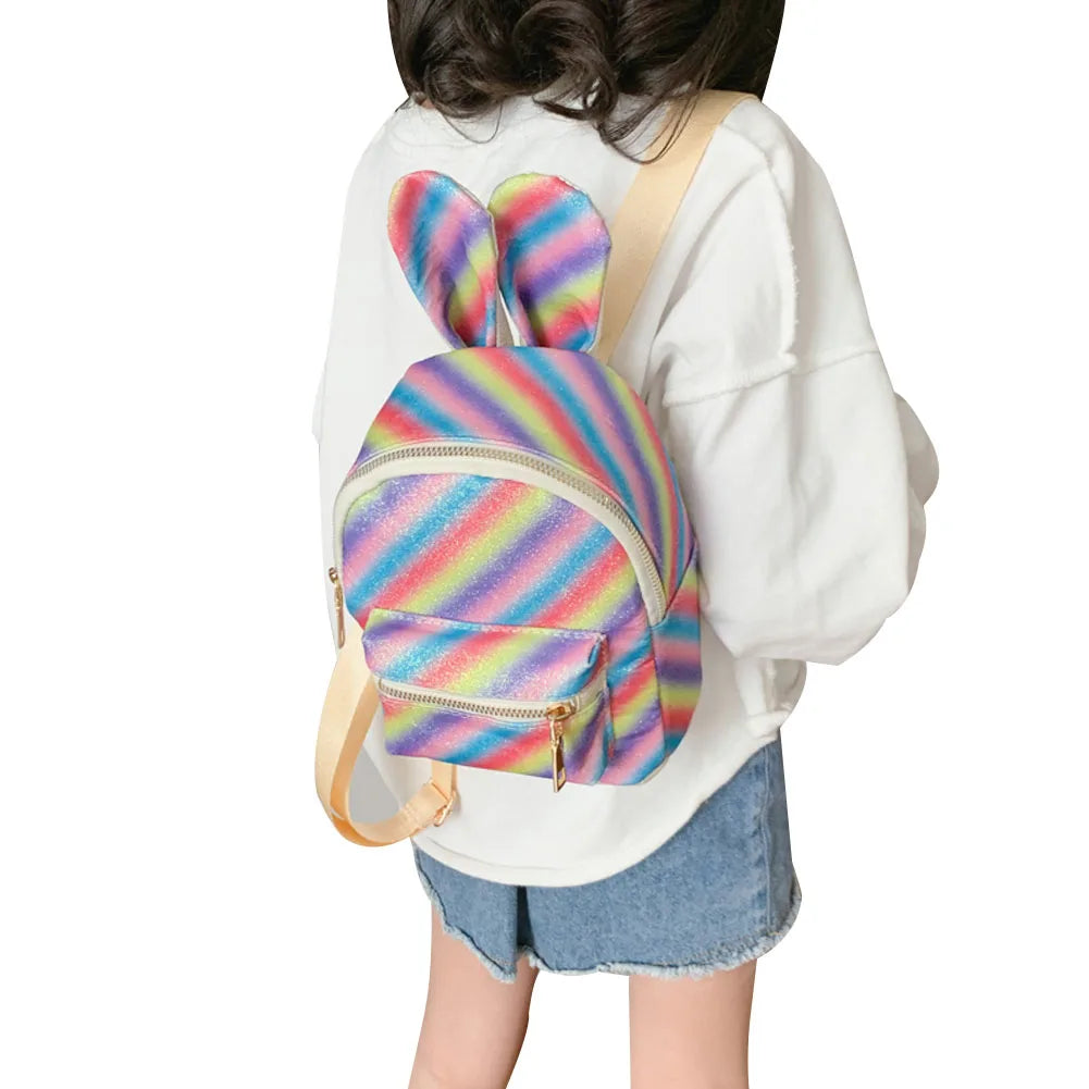 Colorful Rabbit Ear Backpack Small Schoolbag Travel Bag Girls