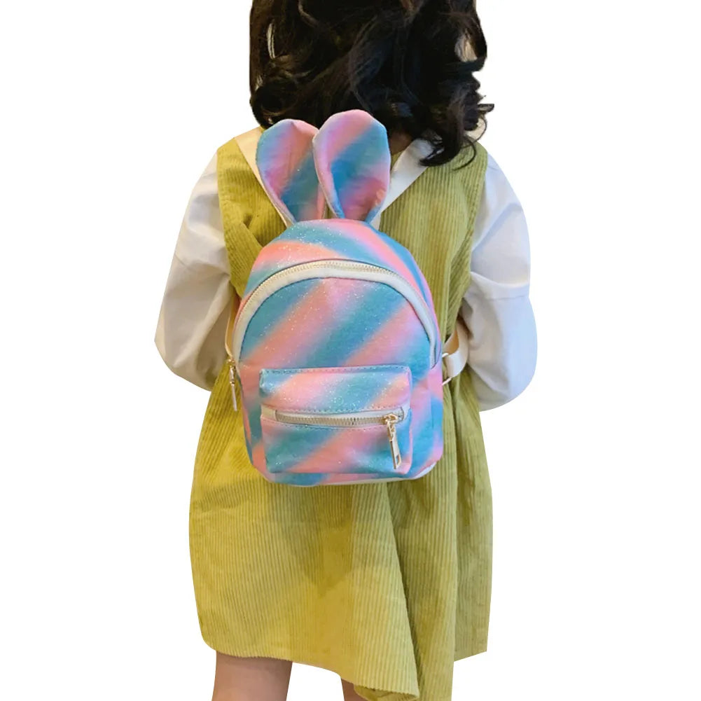 Colorful Rabbit Ear Backpack Small Schoolbag Travel Bag Girls