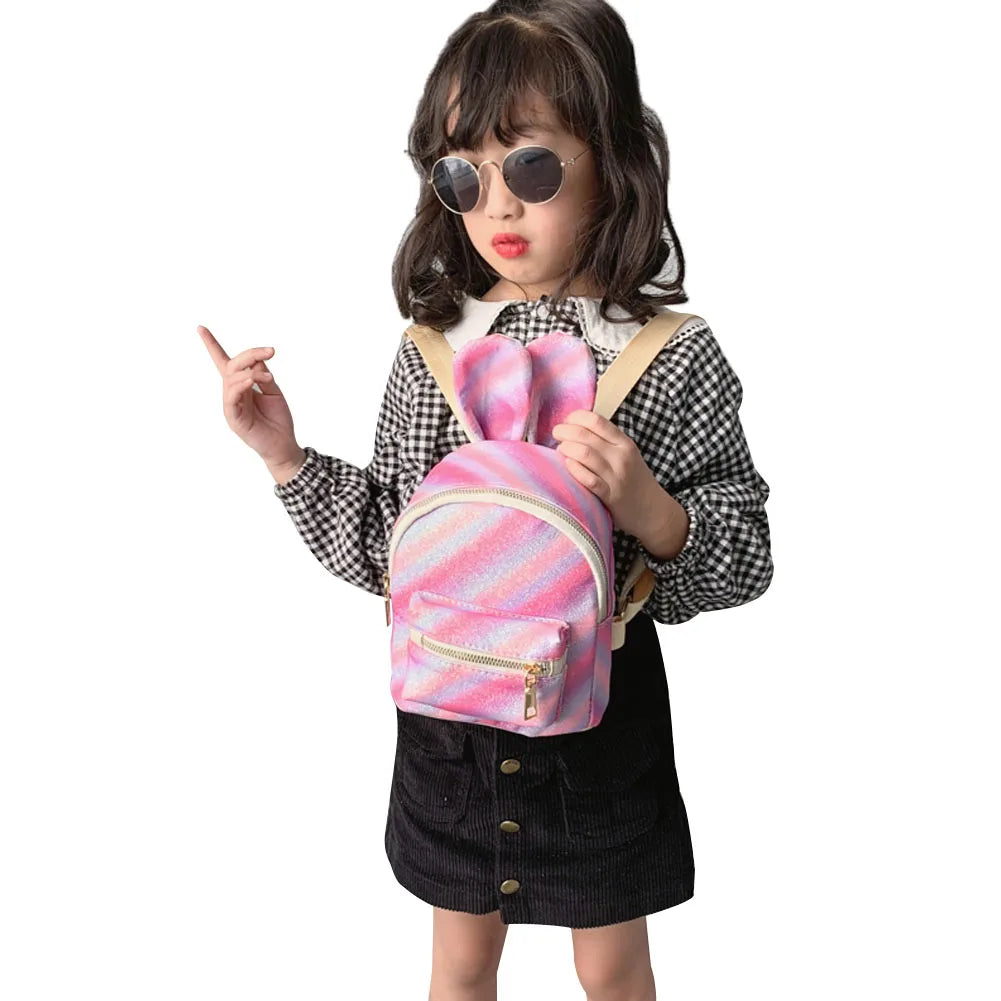 Colorful Rabbit Ear Backpack Small Schoolbag Travel Bag Girls