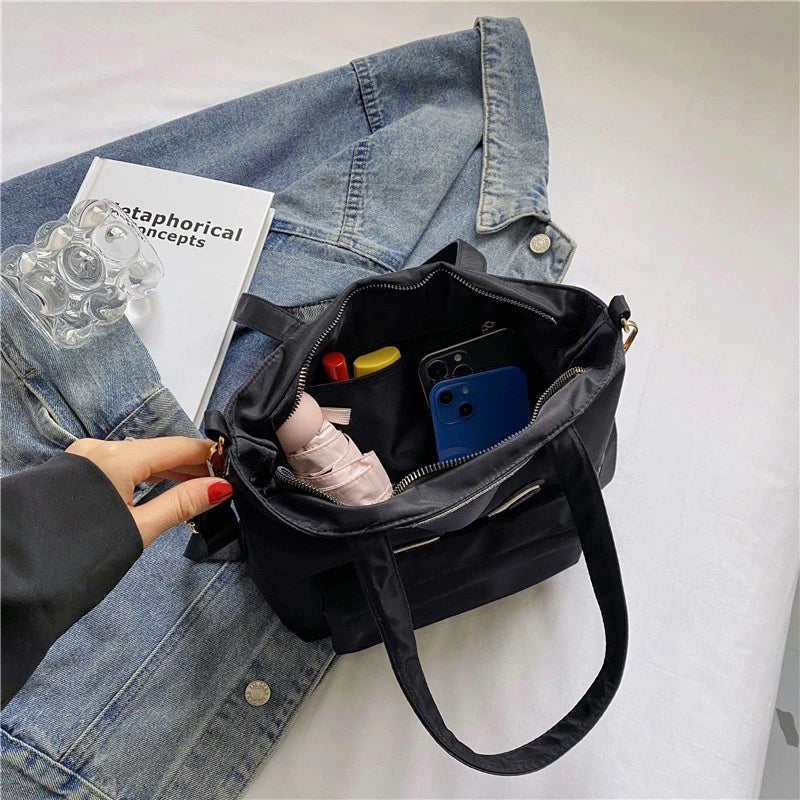 Japanese Bento Box Bag Bucket Shoulder Bags for Women Solid Casual Handbags