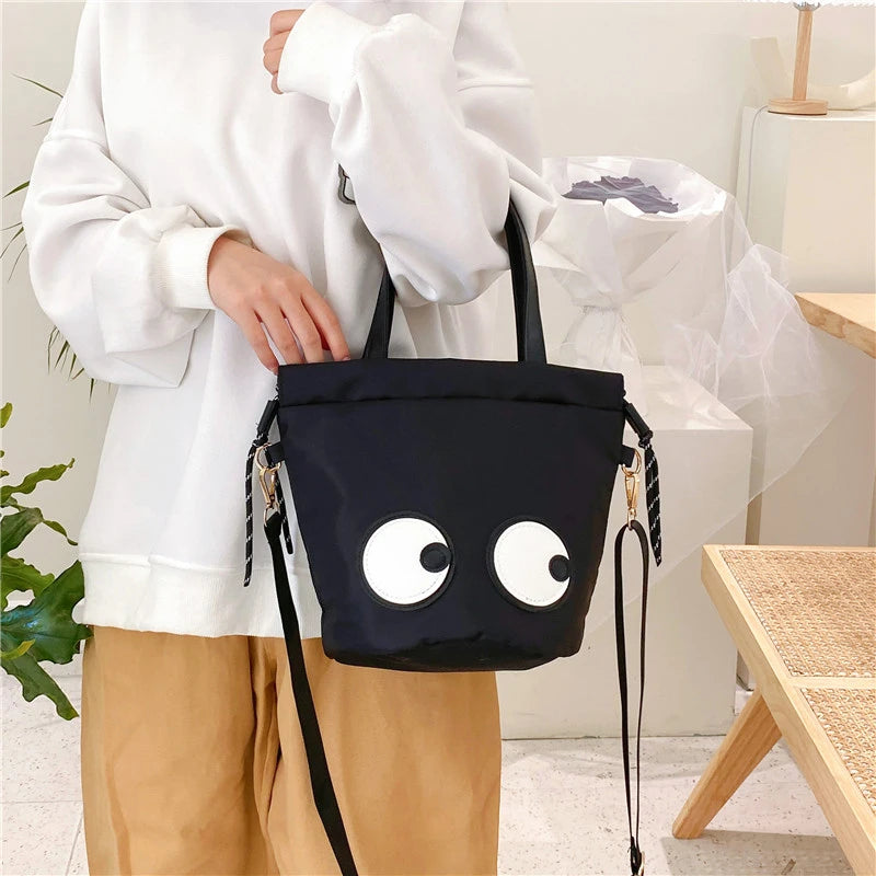 Japanese Bento Box Bag Bucket Shoulder Bags for Women Solid Casual Handbags