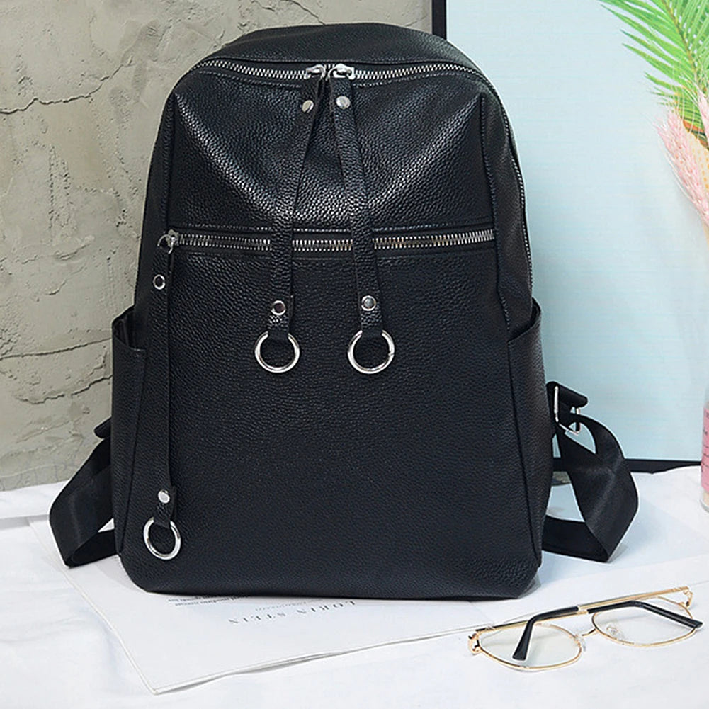 Girls School Shoulder Bag Soft Student Backpack Solid Large Capacity