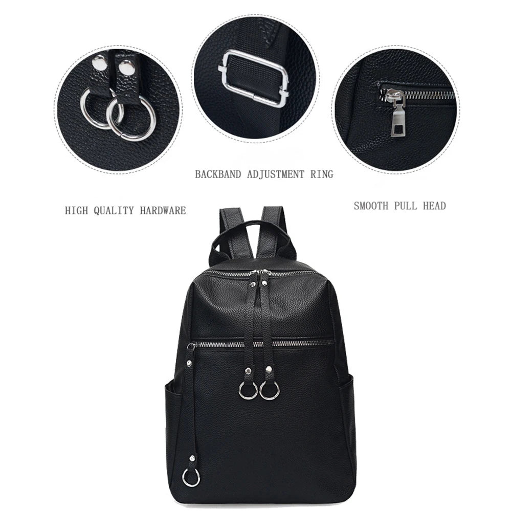 Girls School Shoulder Bag Soft Student Backpack Solid Large Capacity