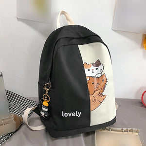 Cartoon Cat Schoolbag Backpack for Girls and Boys
