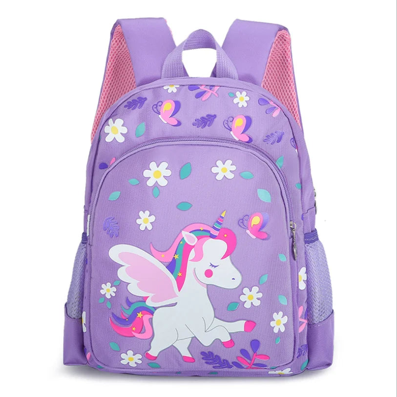 Girls Unicorn Flower School Bag Double Shoulder Backpack