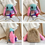 Girls Rabbit Faux Fur Backpack Bunny Hare Plush Doll Crossbody Handbag Satchel