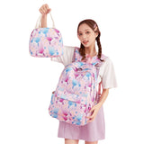 Girls School Backpack 3Pcs Set Cartoon Clouds Stripes Horses Print