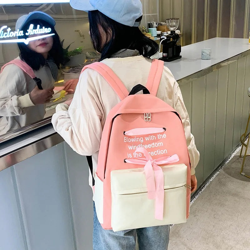 Girls School Bags Canvas Backpack Set
