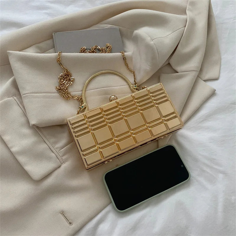 Metal Handle Box Party Clutch Wedding Evening Bag