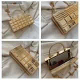 Metal Handle Box Party Clutch Wedding Evening Bag