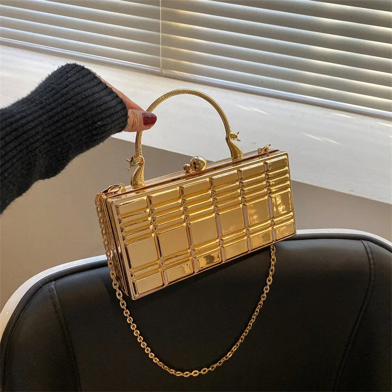 Metal Handle Box Party Clutch Wedding Evening Bag