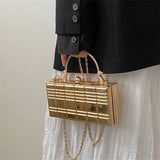 Metal Handle Box Party Clutch Wedding Evening Bag